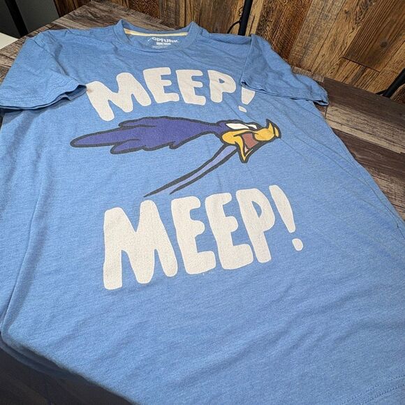 Looney Tunes “MEEP! MEEP!” Road Runner Graphic Tee by Popfunk – Blue – Size Larg - Picture 1 of 5